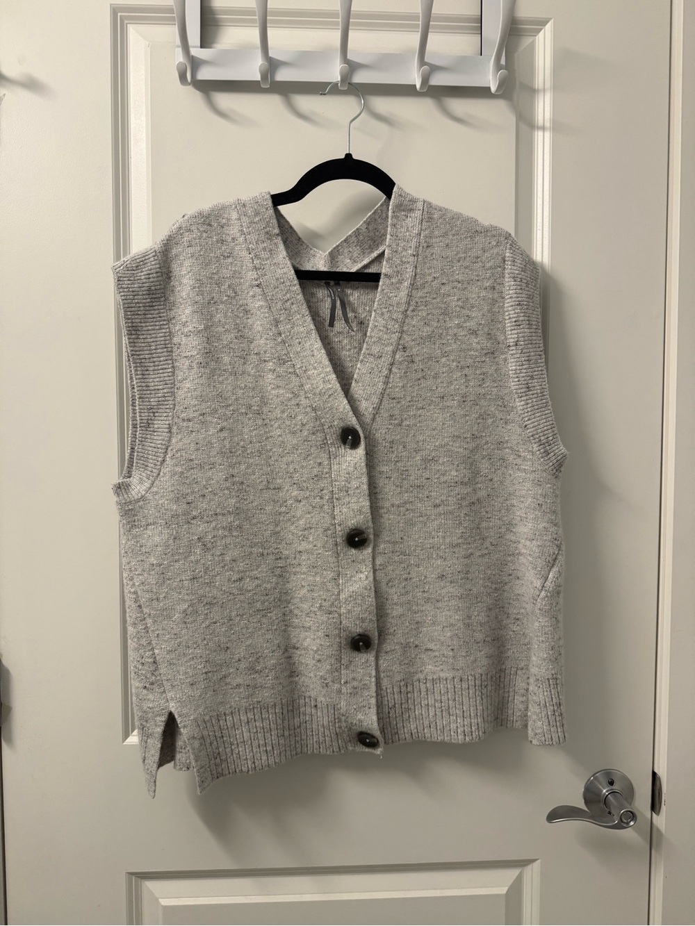 Anthropologie Gray Sleeveless Button-Front Knit Vest
